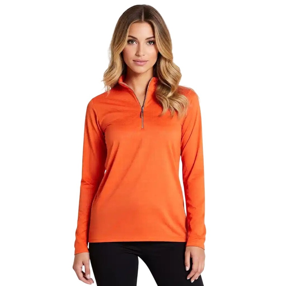 Bette & Court Cool Elements Womens‎ Orange Quarter Zip Golf Pullover Top Size M